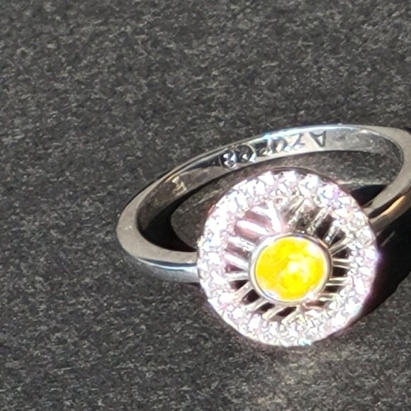Vintage Sterling Silver Ring Yellow Citrine Gemstone - Picture 3 of 6